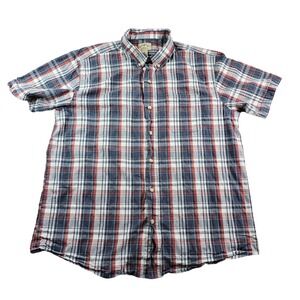 Blue Mountain Plaid Casual Shirt Men XL Multicolor Cotton Short Sleeve Wear